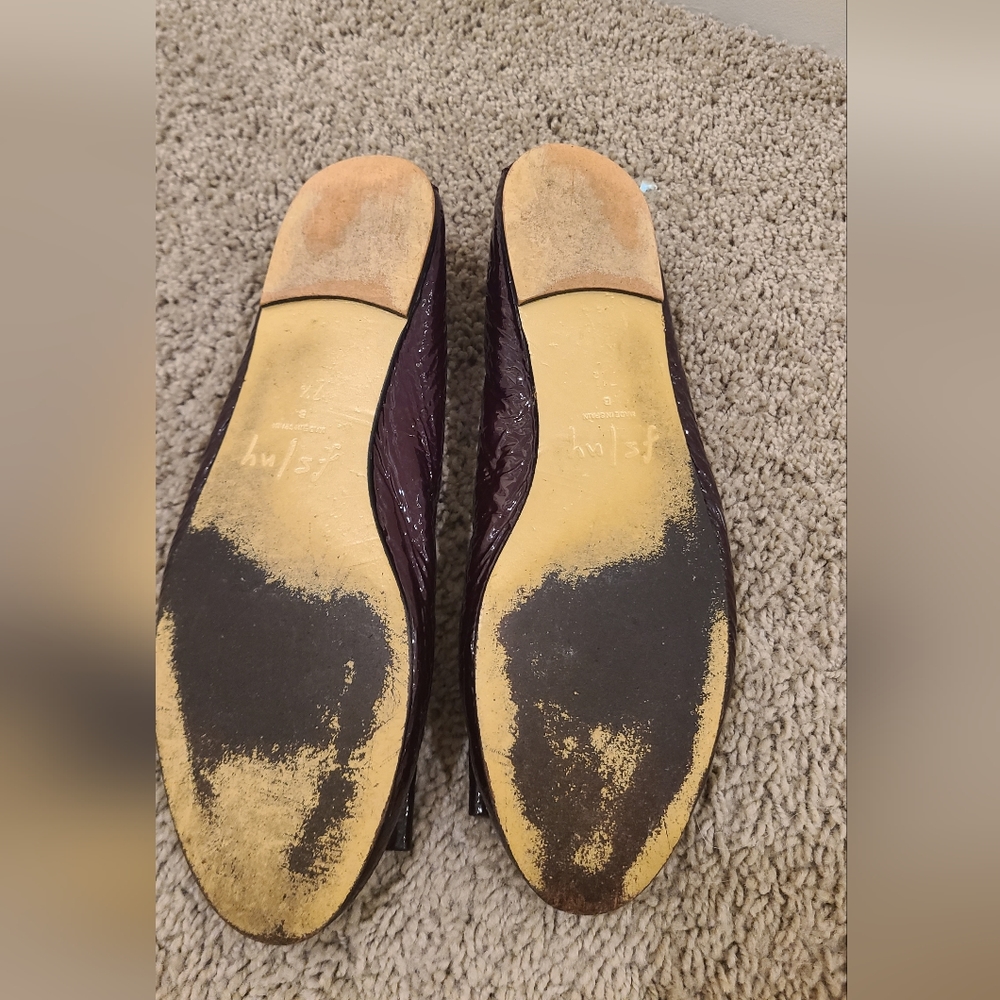 French sole fs/ny patent burgundy ballet flats 7.5 - Picture 7 of 8